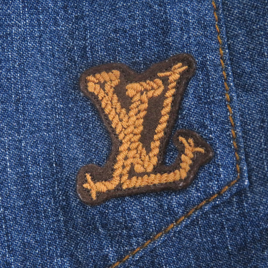 Excellent LOUIS VUITTON Short Sleeve Chambray Shirt