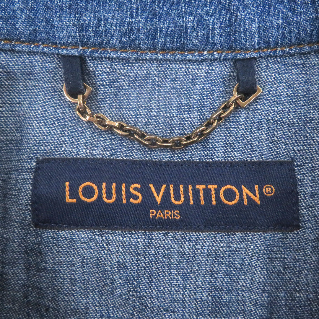 Excellent LOUIS VUITTON Short Sleeve Chambray Shirt