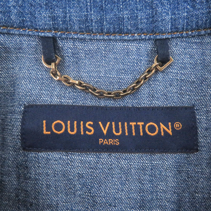 Excellent LOUIS VUITTON Short Sleeve Chambray Shirt