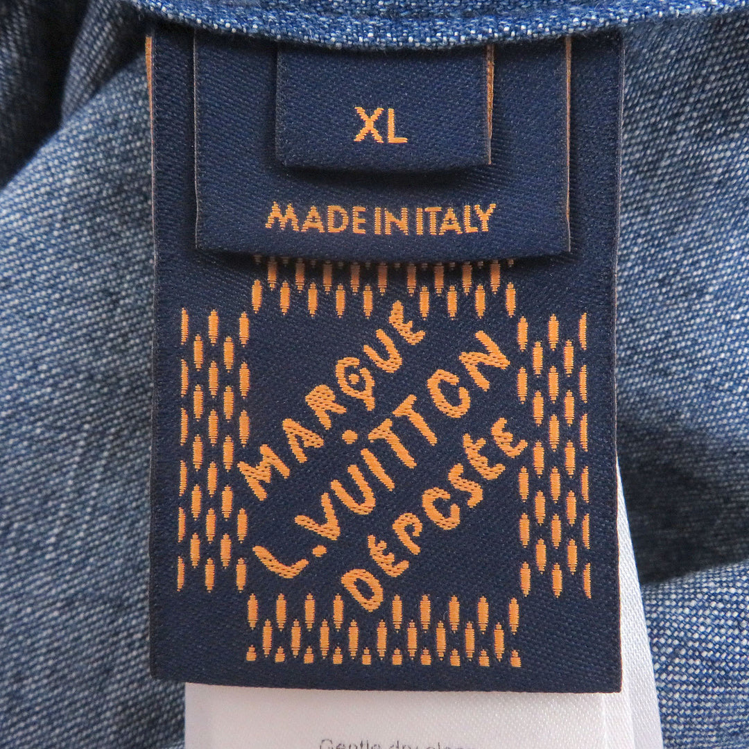 Excellent LOUIS VUITTON Short Sleeve Chambray Shirt