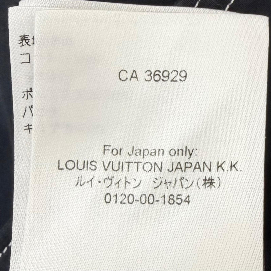 Great LOUIS VUITTON Short sleeve shirt LV logo patch black cotton mens