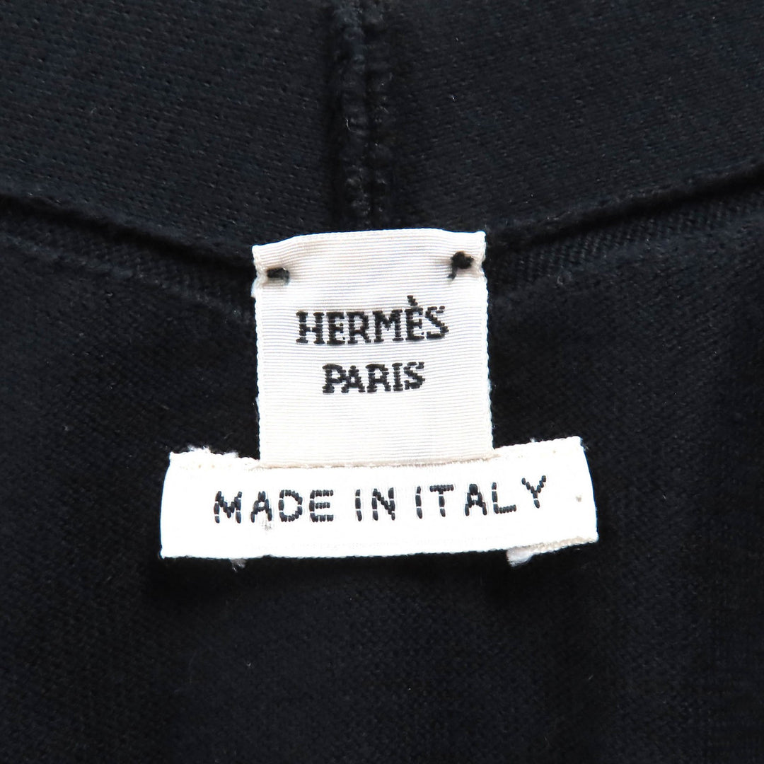 Great HERMES knit V-neck long sleeve knit top black cotton Women XL