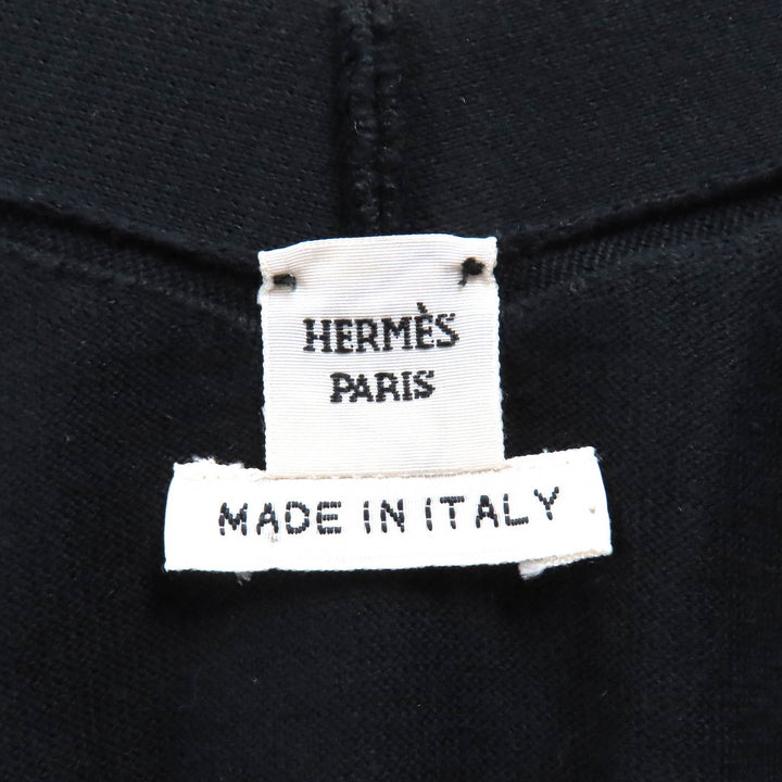 Great HERMES knit V-neck long sleeve knit top black cotton Women XL