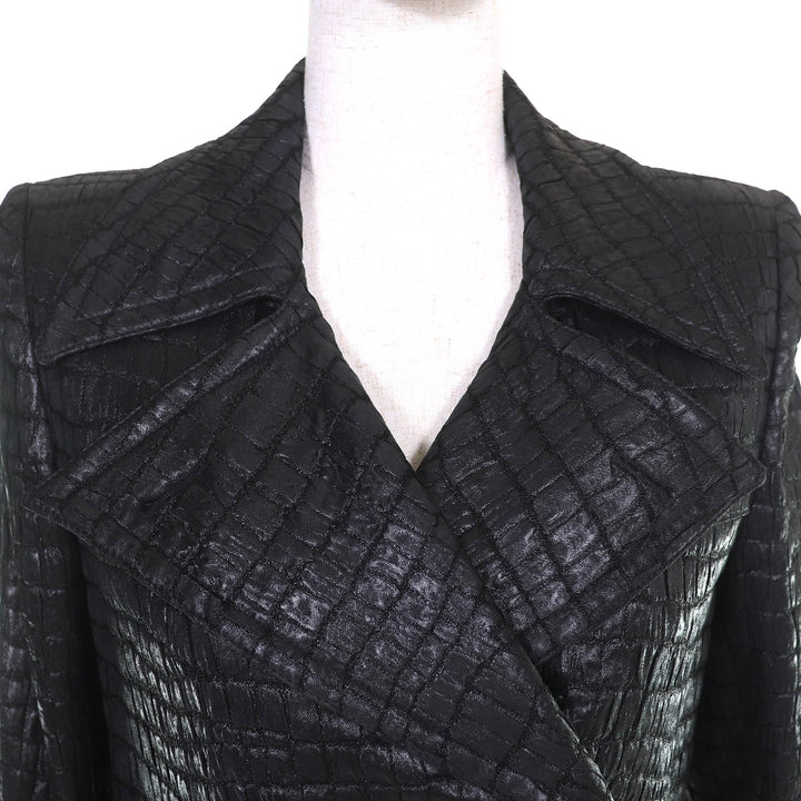 Excellent DRIES VAN NOTEN trench coat Crocodile Embossed Long black 36 1025678