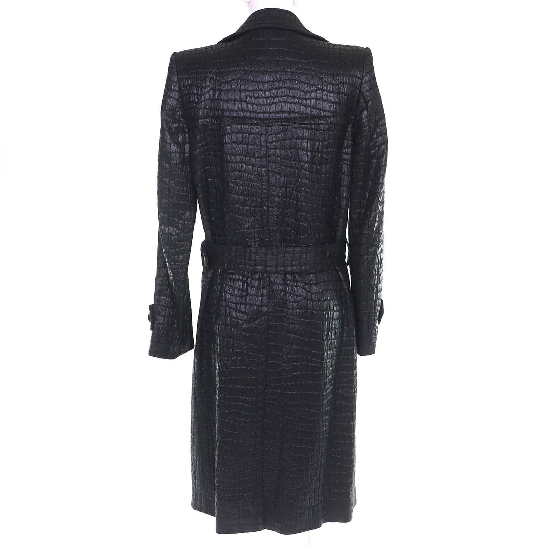 Excellent DRIES VAN NOTEN trench coat Crocodile Embossed Long black 36 1025678