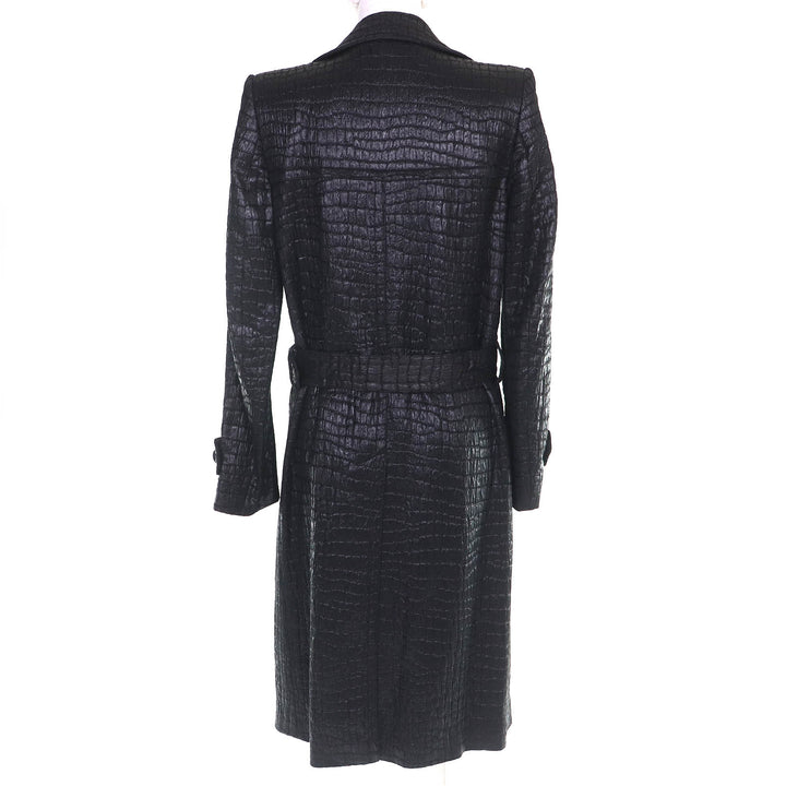 Excellent DRIES VAN NOTEN trench coat Crocodile Embossed Long black 36 1025678