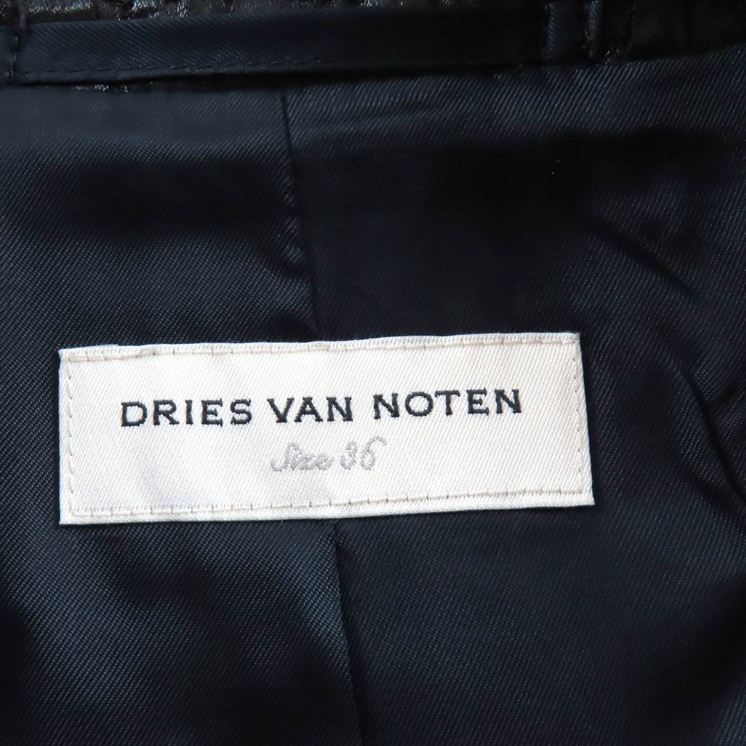 Excellent DRIES VAN NOTEN trench coat Crocodile Embossed Long black 36 1025678