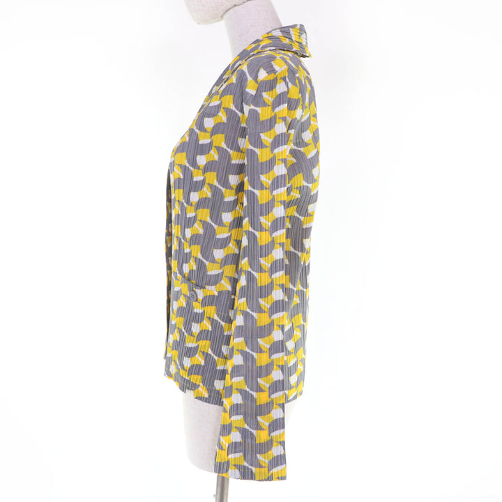 Excellent PLEATS PLEASE Jacket All-over pattern design yellow 3 PP11-JD413