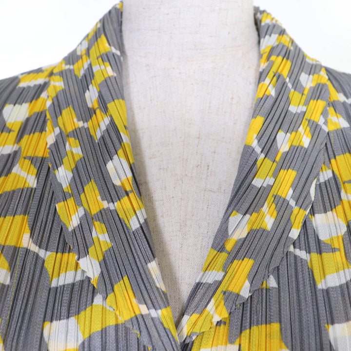 Excellent PLEATS PLEASE Jacket All-over pattern design yellow 3 PP11-JD413