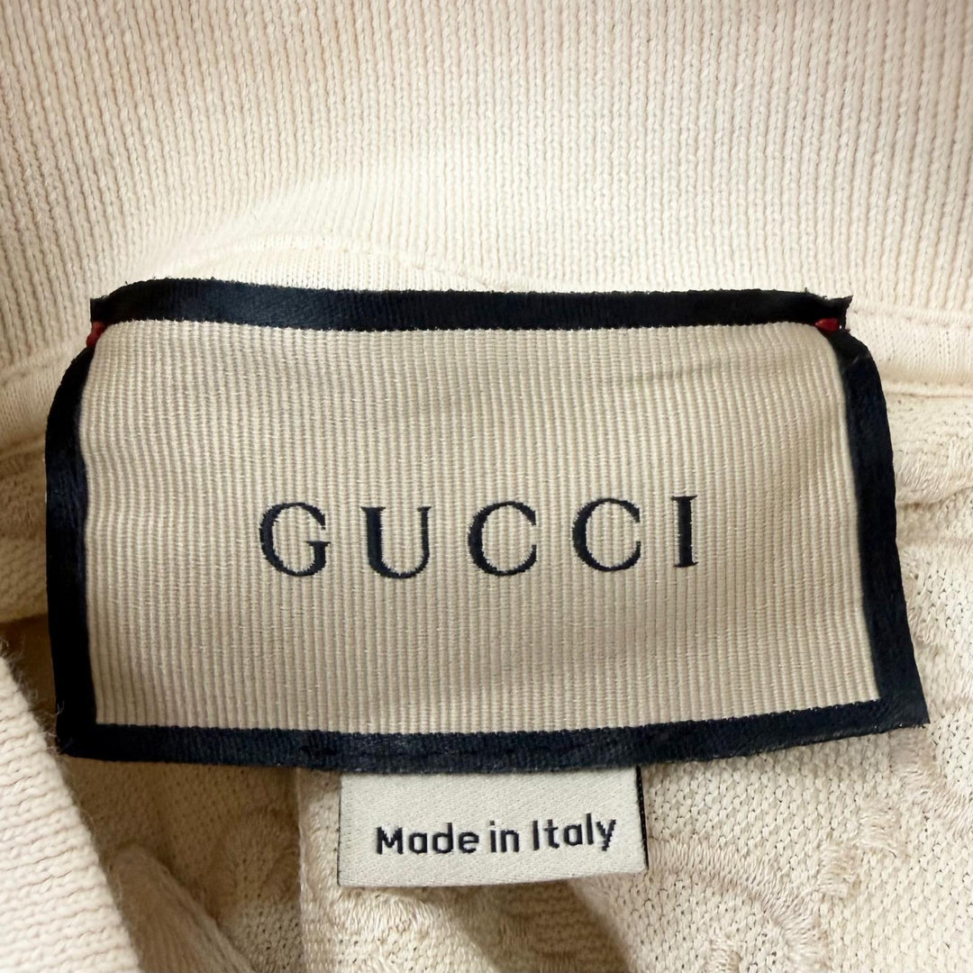Great GUCCI Short sleeve polo shirt Web Stripe GG Cotton Pique Ivory