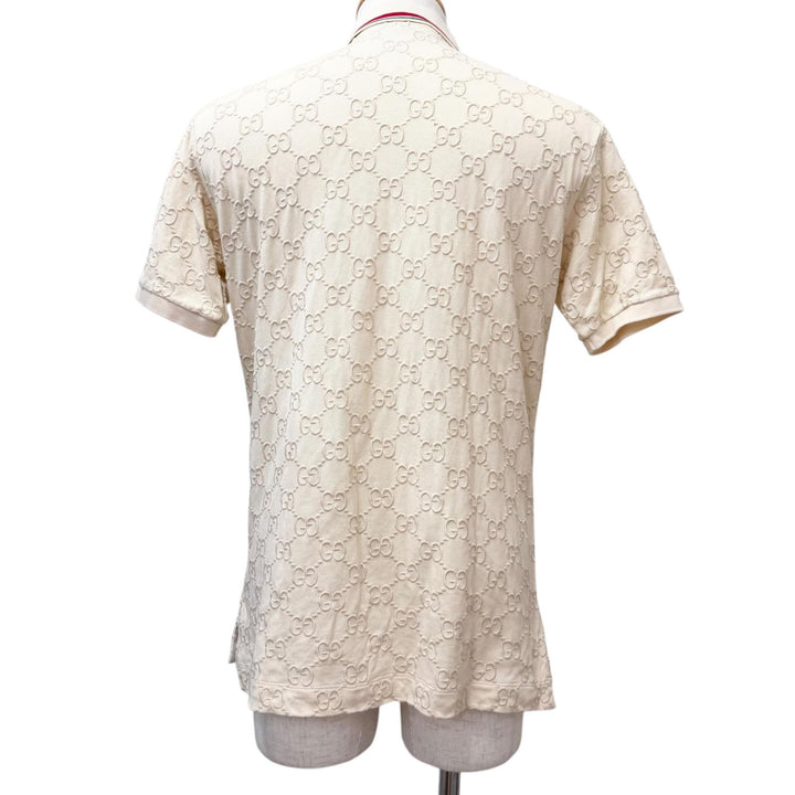 Great GUCCI Short sleeve polo shirt Web Stripe GG Cotton Pique Ivory