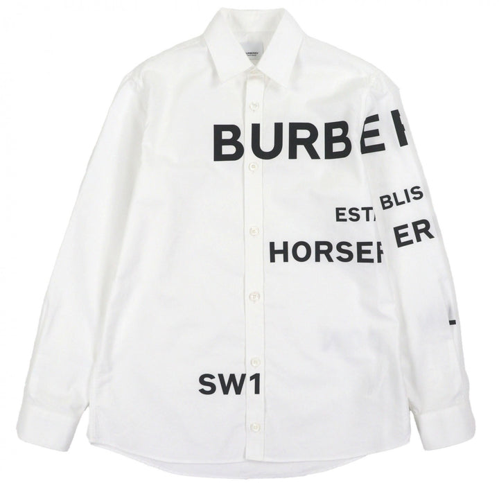 Excellent BURBERRY Long sleeve shirt white cotton mens XS 8023776