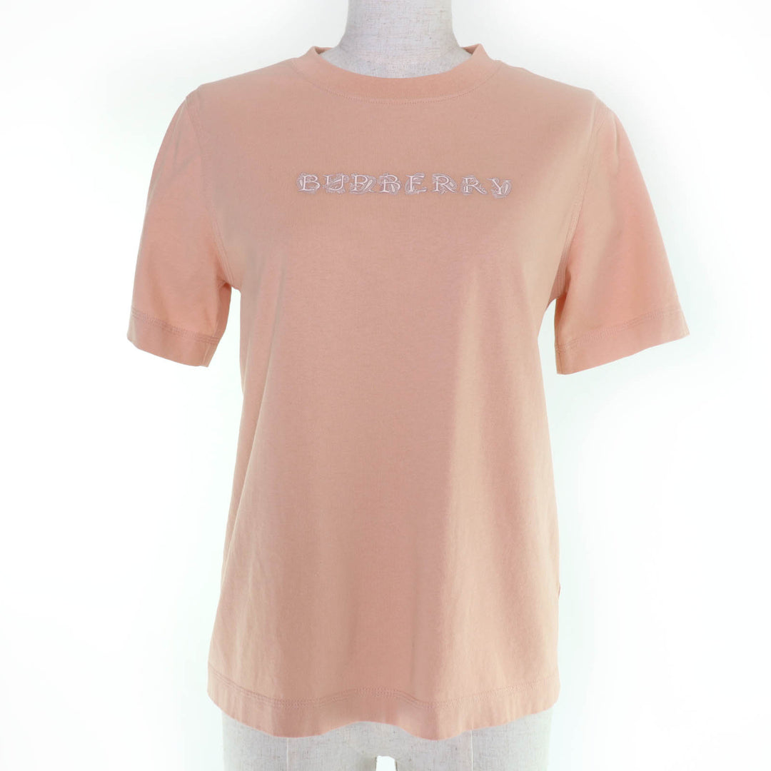 Great BURBERRY Short sleeve T-shirt Logo crew neck pink cotton Women S 8099834