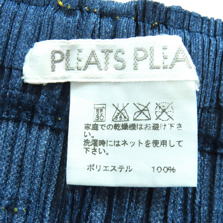 Excellent PLEATS PLEASE Denim transfer print long sleeve shirt and pants
