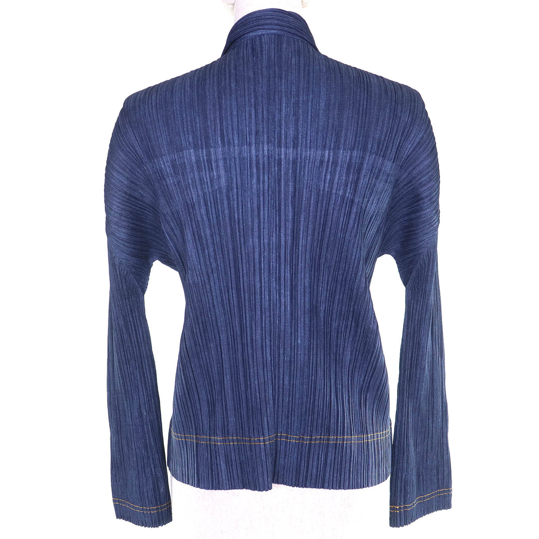 Excellent PLEATS PLEASE Denim transfer print long sleeve shirt and pants