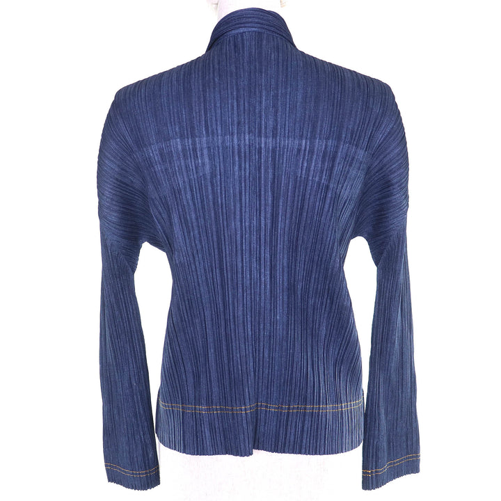 Excellent PLEATS PLEASE Denim transfer print long sleeve shirt and pants