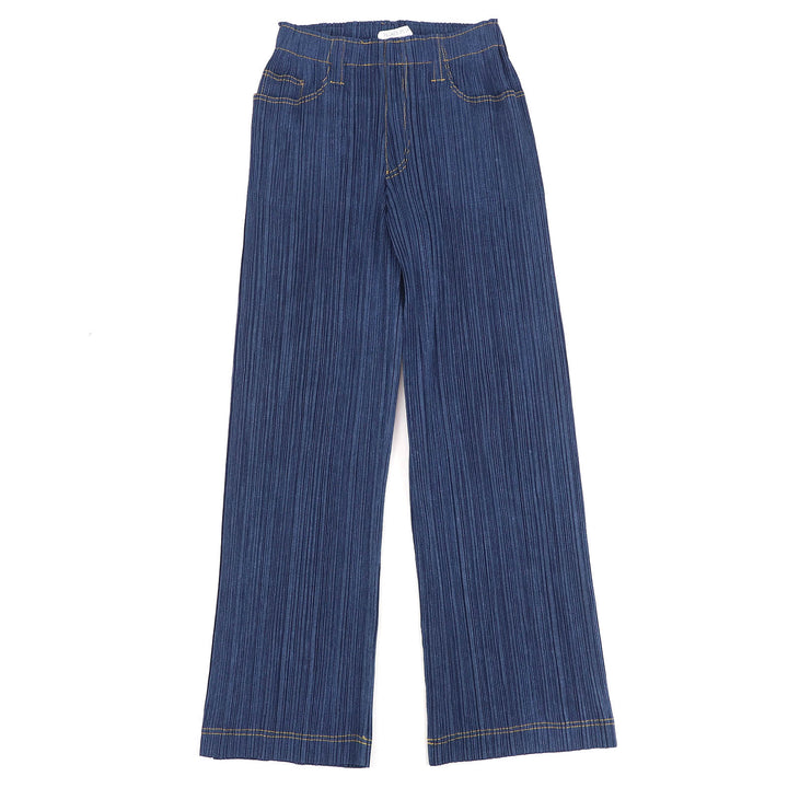 Excellent PLEATS PLEASE Denim transfer print long sleeve shirt and pants