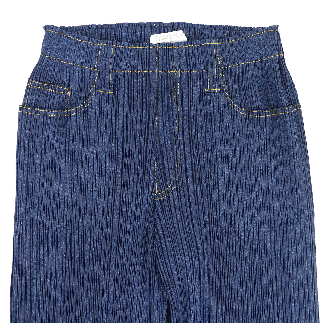 Excellent PLEATS PLEASE Denim transfer print long sleeve shirt and pants
