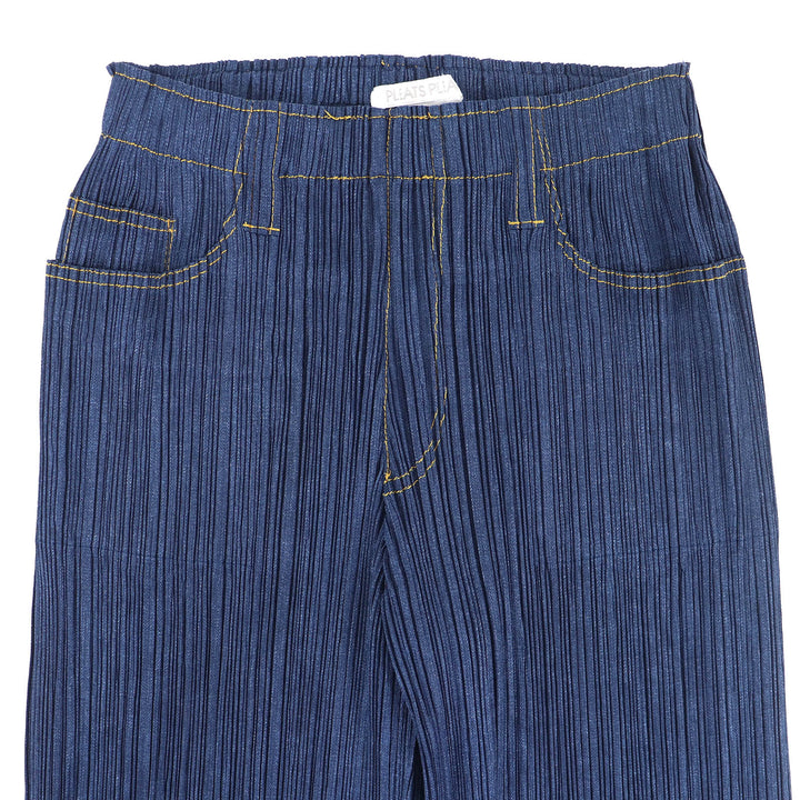 Excellent PLEATS PLEASE Denim transfer print long sleeve shirt and pants