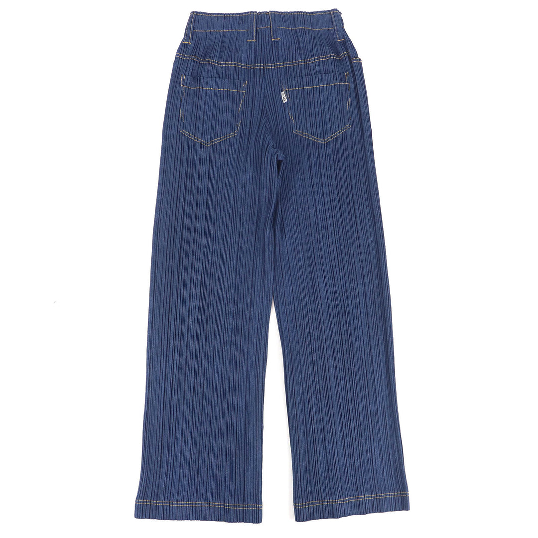 Excellent PLEATS PLEASE Denim transfer print long sleeve shirt and pants