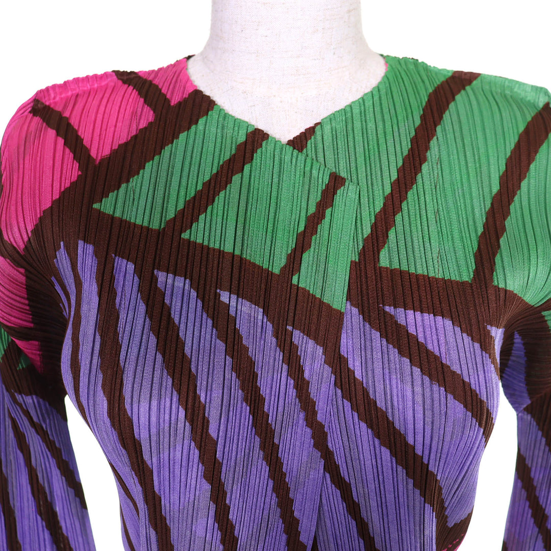Excellent PLEATS PLEASE cardigan All-over print design, buttonless 3 PP21-J0595