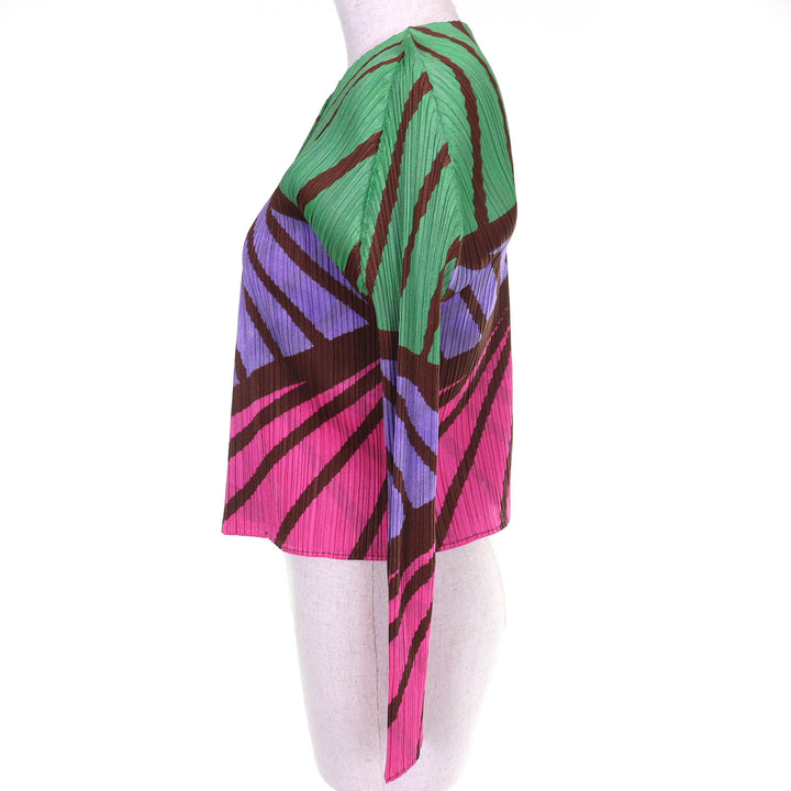 Excellent PLEATS PLEASE cardigan All-over print design, buttonless 3 PP21-J0595