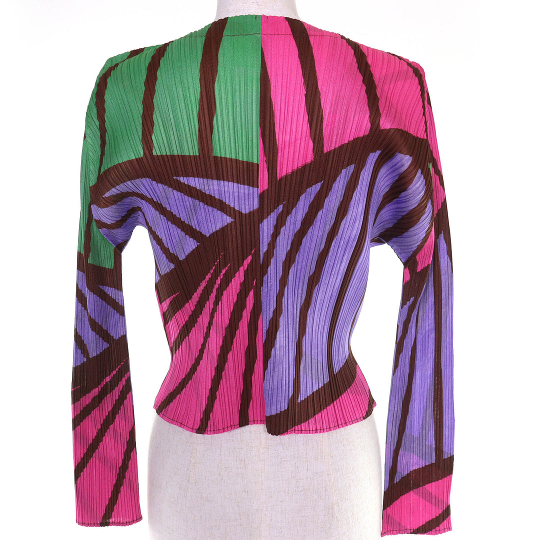 Excellent PLEATS PLEASE cardigan All-over print design, buttonless 3 PP21-J0595