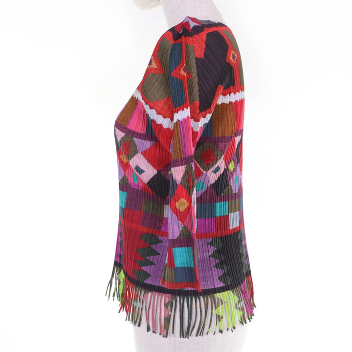 Excellent PLEATS PLEASE T-shirt Fringed hem, 5/8 sleeves multicolor 3 PP93-JK554