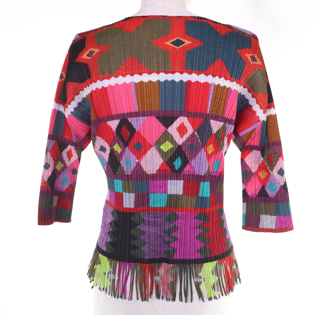 Excellent PLEATS PLEASE T-shirt Fringed hem, 5/8 sleeves multicolor 3 PP93-JK554