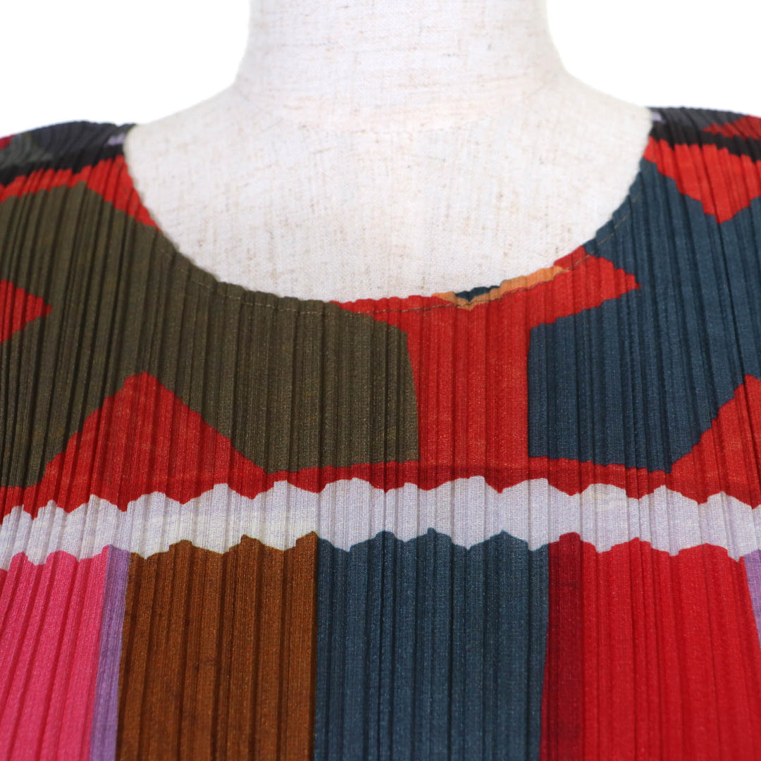 Excellent PLEATS PLEASE T-shirt Fringed hem, 5/8 sleeves multicolor 3 PP93-JK554