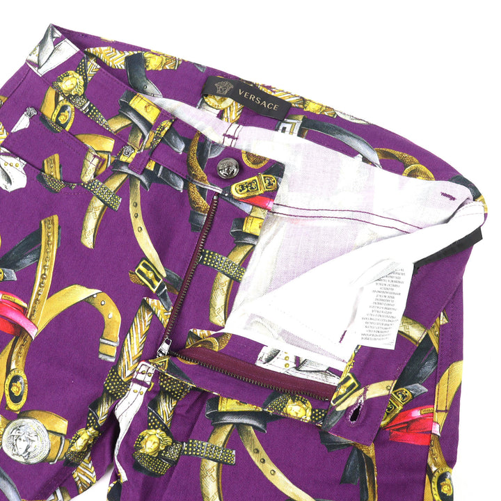 Discounted Great VERSACE Denim pants Baroque Pattern Medusa Motif Color purple cotton 31