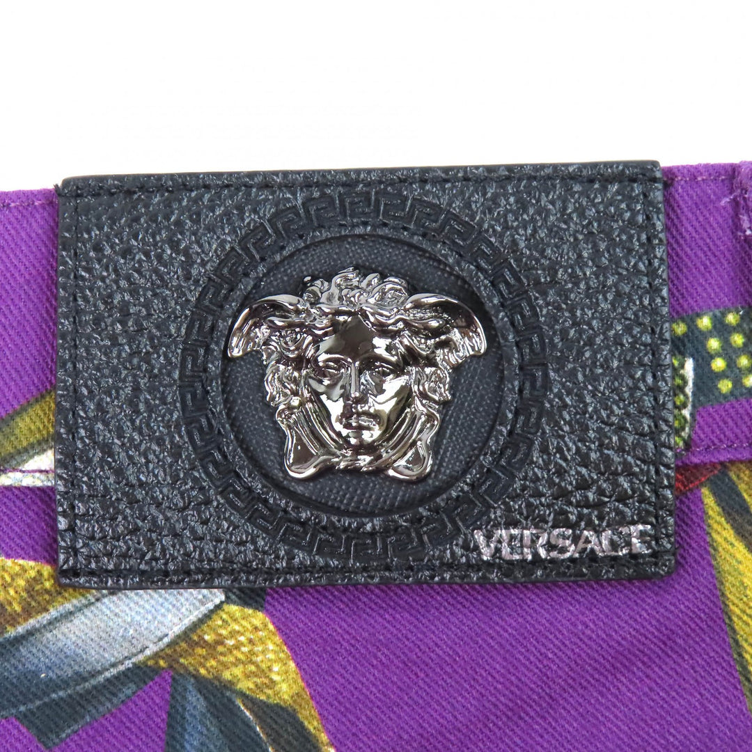 Discounted Great VERSACE Denim pants Baroque Pattern Medusa Motif Color purple cotton 31