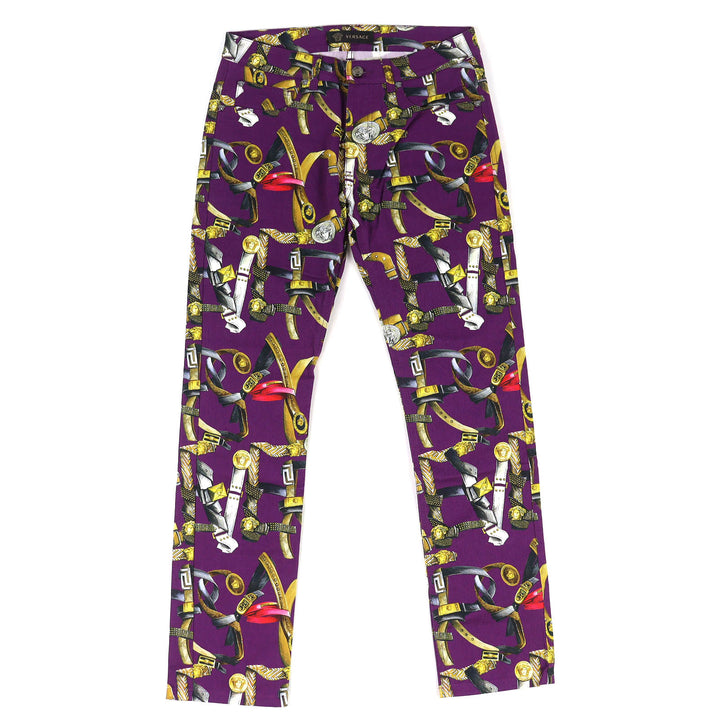 Discounted Great VERSACE Denim pants Baroque Pattern Medusa Motif Color purple cotton 31