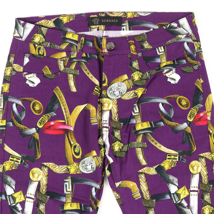 Discounted Great VERSACE Denim pants Baroque Pattern Medusa Motif Color purple cotton 31