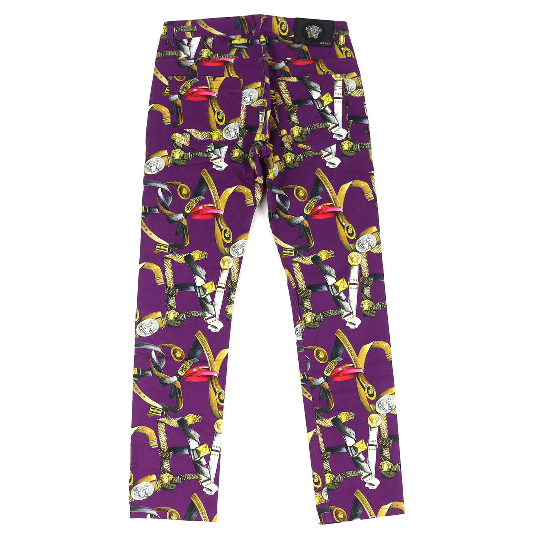 Discounted Great VERSACE Denim pants Baroque Pattern Medusa Motif Color purple cotton 31