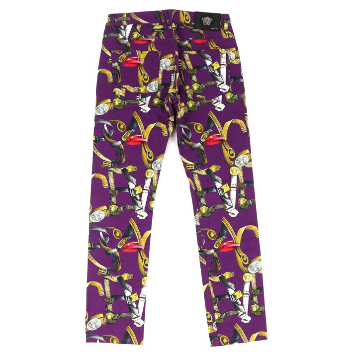 Discounted Great VERSACE Denim pants Baroque Pattern Medusa Motif Color purple cotton 31