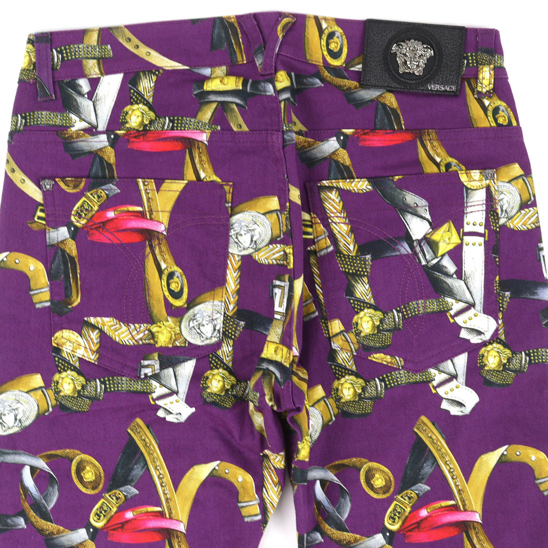 Discounted Great VERSACE Denim pants Baroque Pattern Medusa Motif Color purple cotton 31