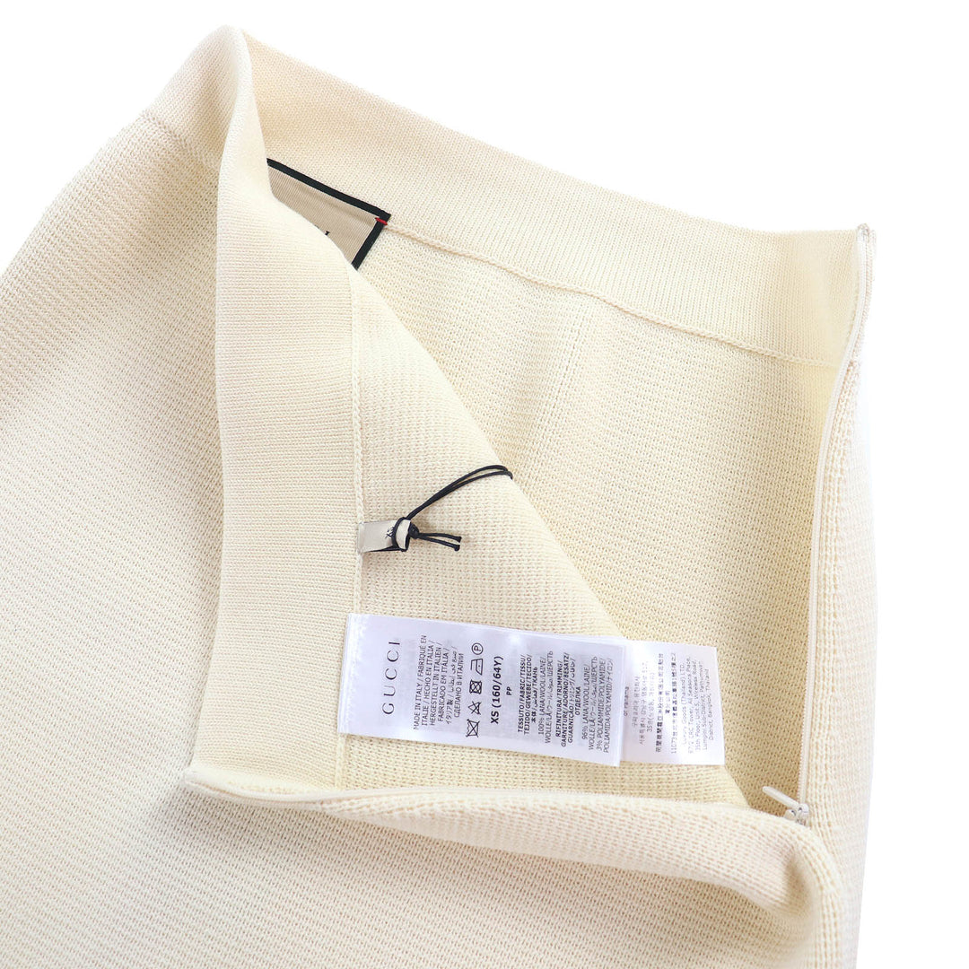 Pristine GUCCI Mini skirt Side-zip knit skirt Ivory wool Women XS 726801