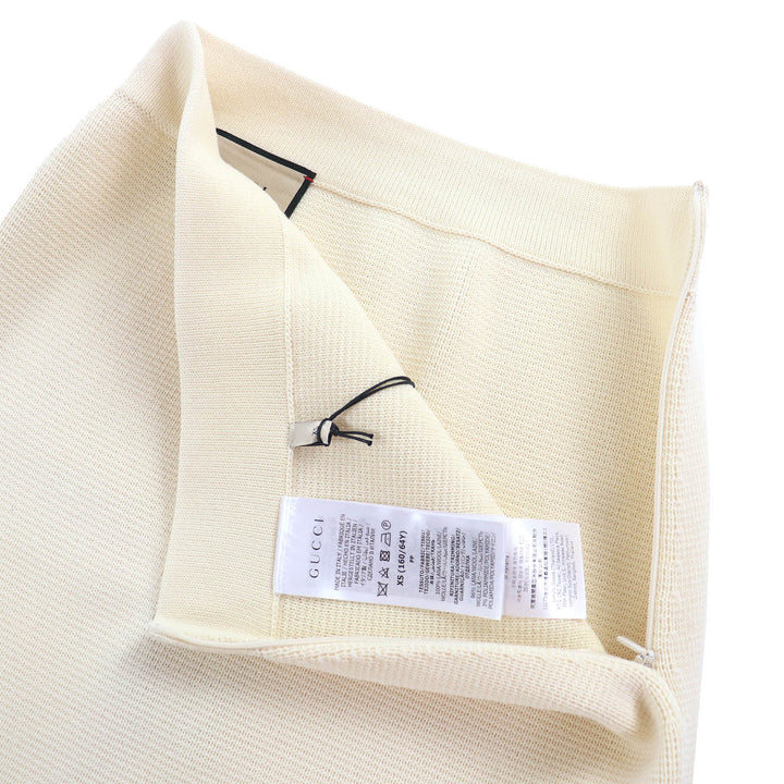 Pristine GUCCI Mini skirt Side-zip knit skirt Ivory wool Women XS 726801