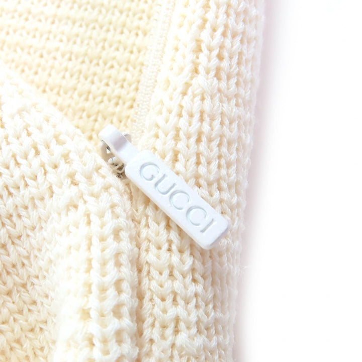 Pristine GUCCI Mini skirt Side-zip knit skirt Ivory wool Women XS 726801