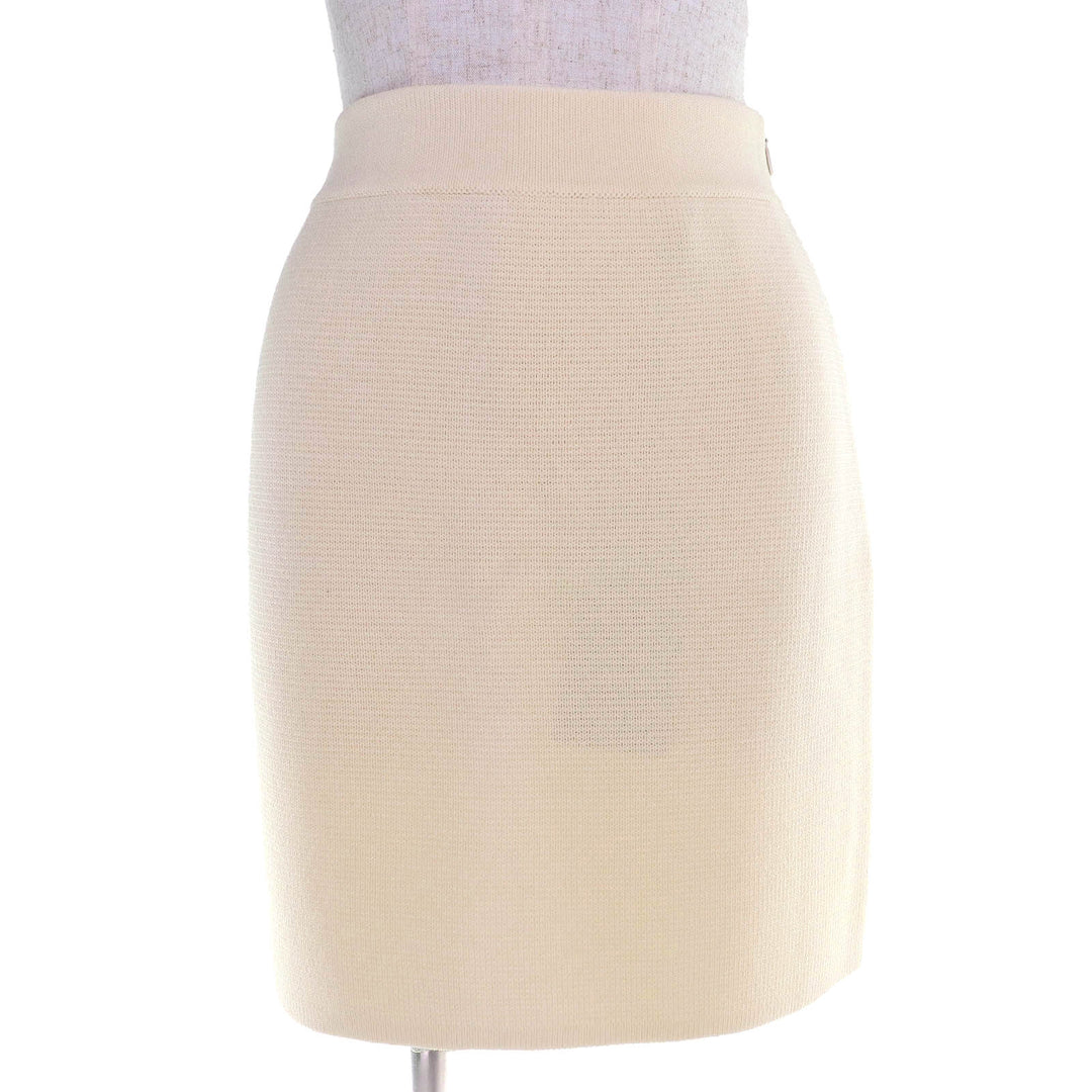 Pristine GUCCI Mini skirt Side-zip knit skirt Ivory wool Women XS 726801