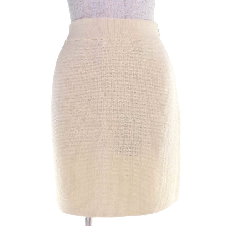 Pristine GUCCI Mini skirt Side-zip knit skirt Ivory wool Women XS 726801