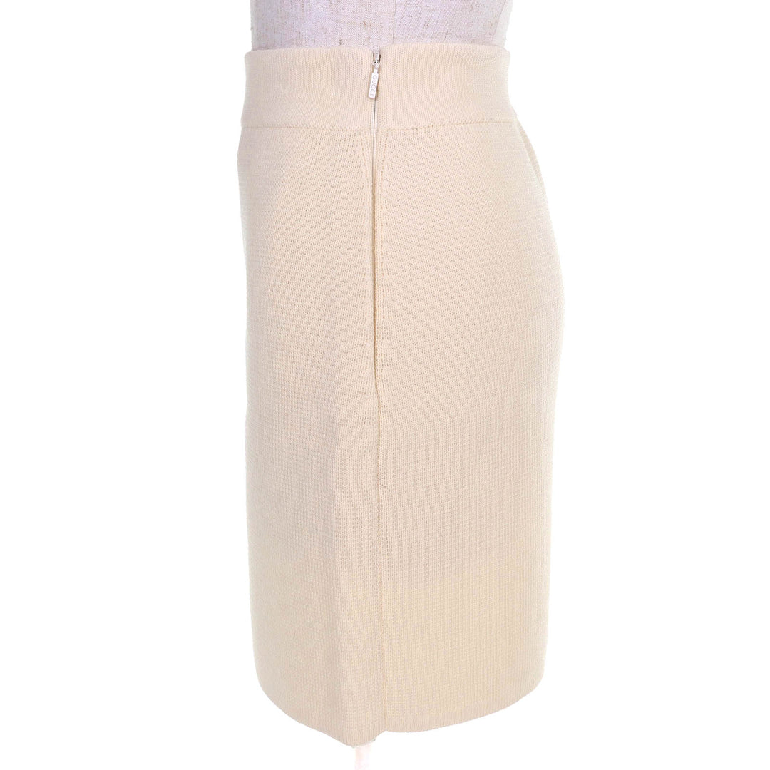 Pristine GUCCI Mini skirt Side-zip knit skirt Ivory wool Women XS 726801