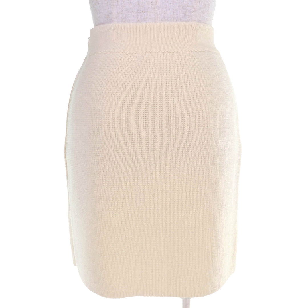 Pristine GUCCI Mini skirt Side-zip knit skirt Ivory wool Women XS 726801