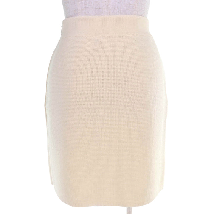 Pristine GUCCI Mini skirt Side-zip knit skirt Ivory wool Women XS 726801