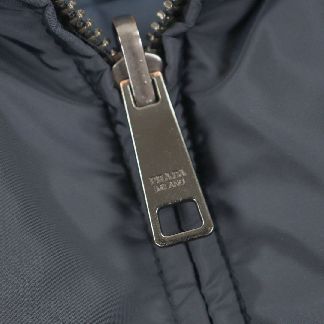 Great PRADA Nylon jacket Reversible padded zip-up Navy polyamide mens 46 SGA753