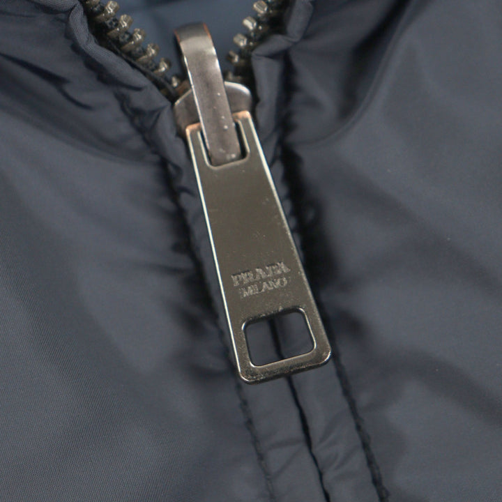 Great PRADA Nylon jacket Reversible padded zip-up Navy polyamide mens 46 SGA753
