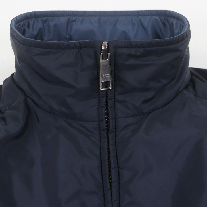 Great PRADA Nylon jacket Reversible padded zip-up Navy polyamide mens 46 SGA753