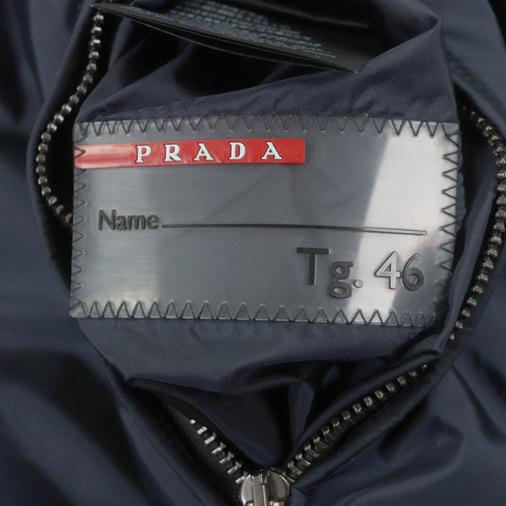 Great PRADA Nylon jacket Reversible padded zip-up Navy polyamide mens 46 SGA753