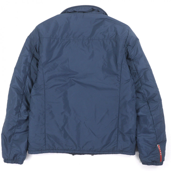 Great PRADA Nylon jacket Reversible padded zip-up Navy polyamide mens 46 SGA753